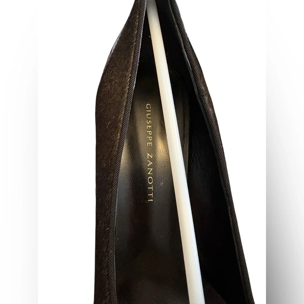 Giuseppe Zanotti Black Patent Leather with Brown Calf Hair Heels - Picture 3 of 10